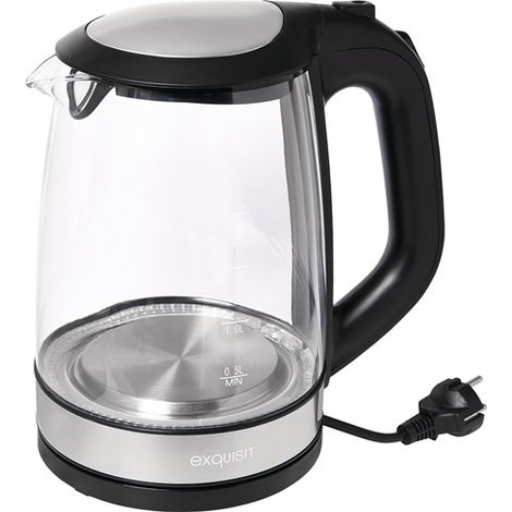 Bouilloire WK 3501 swg 2200 W noir, 2 l 1,1 kg verre, acier inoxydable LED bleu (1/4)