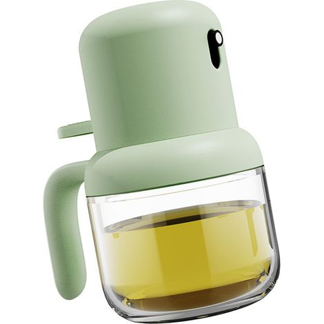Bouteille d'huile pulvérisateur 180ml poignée ergonomique joint étanche plastique verre anti-poussière pour huile d'olive cuisine maison vert (1/5)