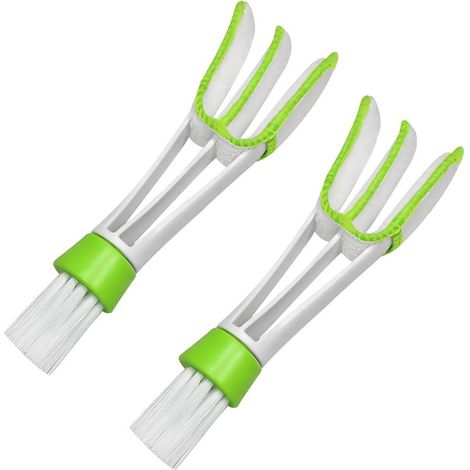 Lot de 2 brosses de nettoyage à double tête pour grille d'aération de voiture - Pour sortie de climatisation et tableau de bord - Outil de dépoussiérage amovible pour le nettoyage et le retrait (1/5)