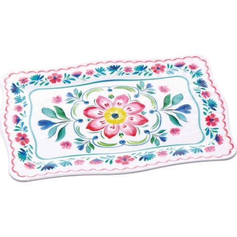 Regalo Italiano Vassoio Rettangolare Glen in Melamina 30 x 21 Cm H 2 Cm Multicolor