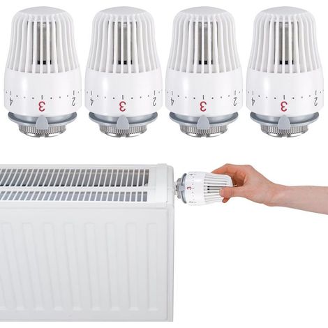 Tête Thermostatique de Radiateur - 4 Pièces, M30 x 1,5 pour Cuisine et Salle de Bain (1/4)