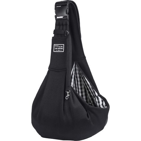 Sac de Transport pour Chien Chat Respirant Sac Bandoulière pour Chien Réglable Sac de Voyage à Bandoulière pour Animaux pour Petit Moyen Chien, Noir (1/5)