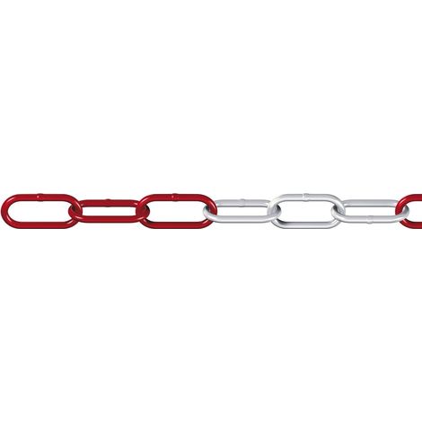 Dorner + Helmer Acier rond rouge/blanc 15 m de diametre 6,0 mm galvanise a chaud Charge maximale 160 kg Chaine universelle C Long Link 163101 15 m (1/4)