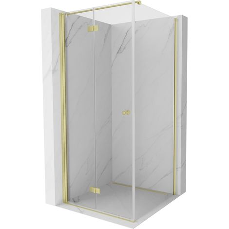 Mexen Mist-F T cabine de douche pliante gauche 100 x 100 cm, transparent, or brossé - 8A6T-100-100-55-00-L (1/5)