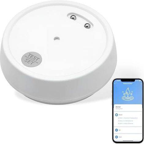 Détecteur de Fuite d’Eau Connecté Ultra Fin Capteur Anti-Inondation Sirène 100 DB pour Alerte App et Domotique Intelligente Alarme de Capteur d'eau pour Cuisine Salle de Bain sous-Sol (1/5)