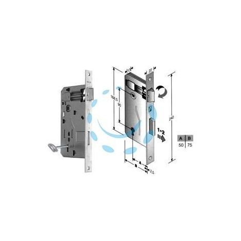 SERRATURA A BUSSOLA PATENT RIDOTTA DA INFILARE BORDO QUADRO CROMATO - mm.50 (480400504C)