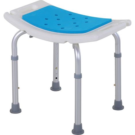 Siège de Douche réglable en Hauteur Tabouret de Douche Ergonomique Pieds antidérapants Charge Max. 135 Kg alu HDPE Blanc Bleu (1/5)