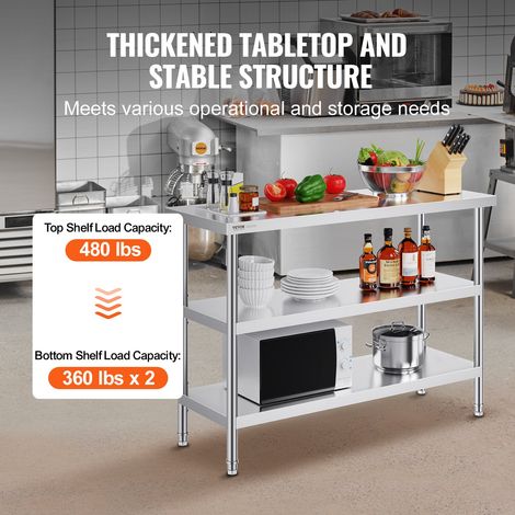 Table de Travail en Acier Inoxydable 45 - 7x121 - 9x86 - 4 cm (1/5)