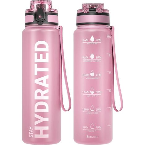 Sport-Wasserflasche mit Zeitmarkierung 750 ml BPA-frei Tritan auslaufsicher mit Bürste (1/5)