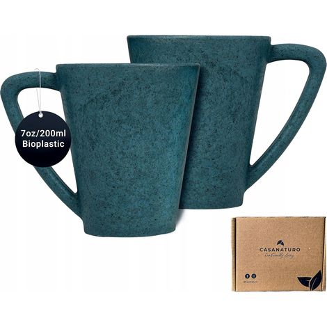 Set di 2 tazze da caffè in legno di pino da 200 ml senza BPA blu (1/4)