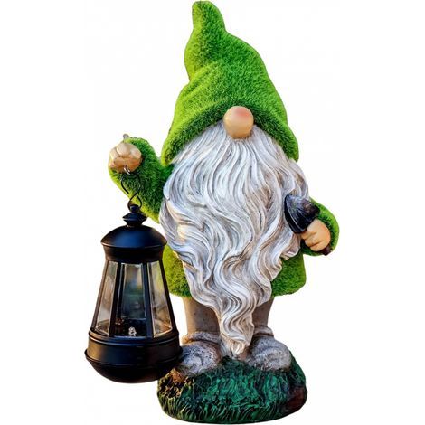33cm,Décoration Nain de Jardin avec Lampes Solaire,Statue GNOME Original, Étanche Résine, pour Pelouse Cour Extérieure,Cadeaux Mignon Fête (1/5)