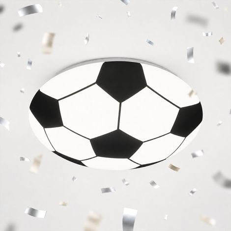Plafonnier LED décor football, 12W 1300lm Blanc neutre 4000K, 275mm (D), Éclairage au plafond chambre d'enfant - Briloner