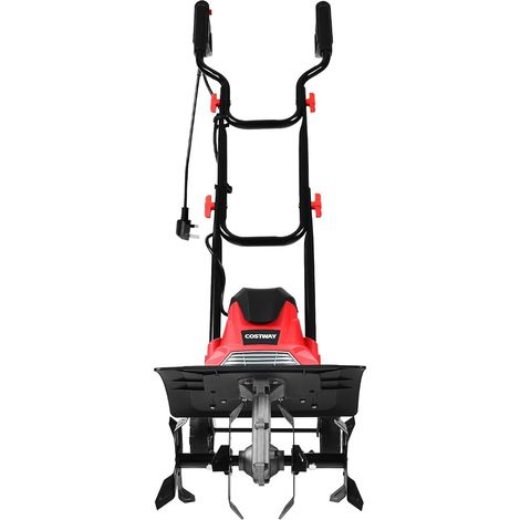 GOPLUS 1200W Zappatrice Elettrica, Motocoltivatore con 16 Lame Dure, Ruote Pieghevoli, Manico Pieghevole, per Arieggiamento del Terreno