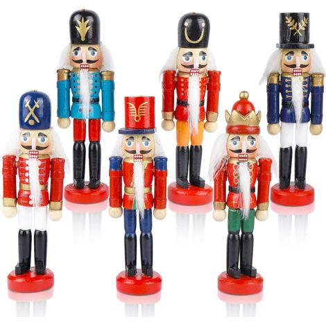 Adornos navideños de Cascanueces, juego de 6 figuras de Cascanueces para el árbol de Navidad, regalo de cumpleaños, decoración para fiestas en casa. (1/5)
