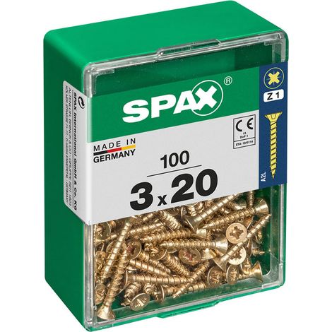 Boîte 100 Unités. Vis A Bois Spax Cab. Plat Yellox 3.0x20mm Spax (1/3)