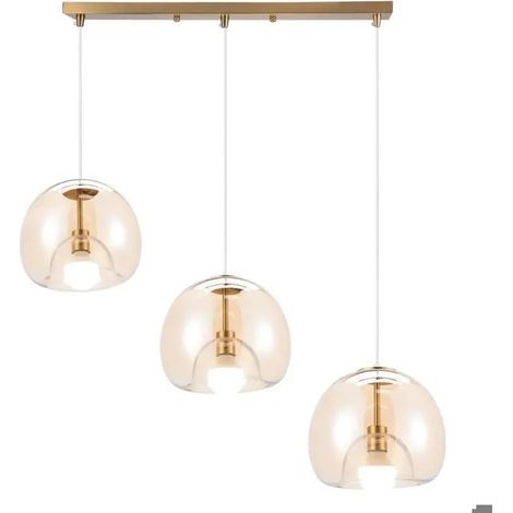 Suspension Luminaires en Verre Moderne Ambre,E27 Lustre Plafonnier Vintage Ajustable Style Nordique pour Salon Chambre (1/5)