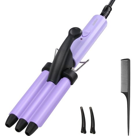 Mini Boucleur a cheveux Courts - 13mm Beach waves Fer a Boucler pour En Céramique, 200 °C Fer à Friser les Voyages - Violet (1/5)