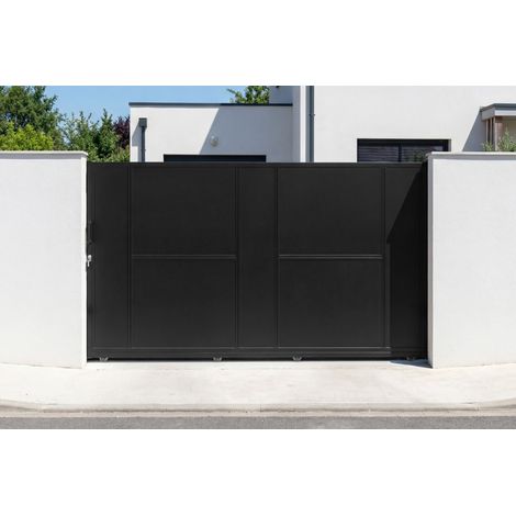 NALI 3 m Stahlschiebetor, 180 cm hoch, Schwarz