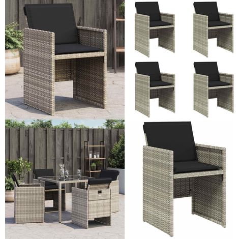 Chaises de jardin avec coussins lot de 4 gris clair poly rotin - Chaise De Jardin - Fauteuil De Jardin - Mobilier De Jardin - Résine Tressée - Rotin Synthétique - Home & Living (1/5)