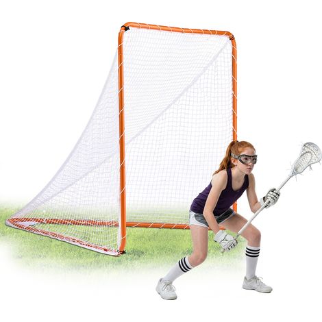 VEVOR But de Crosse Portable 2,1x1,8x1,8 m Cage de Lacrosse avec Filet et Sac de Transport Pratique Configuration Facile Equipement d’Entrainement dans l’Arriere-Cour Jardin Parc Exterieur pour Jeunes