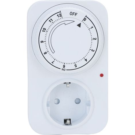 Ortviai Minuterie mécanique 12 h pour prise européenne – Prise horaire 16 A en PC ignifugé, idéale pour éclairage, pompe à eau et charge vélo électrique (1/5)