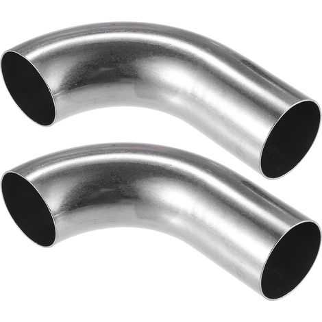 Tuyau Coude 90° 1.5" OD 2 Pcs Pour Système Échappement Auto DE 38mm (1.5"), Épaisseur 1mm, Longueur 120/75mm, Universel Voitures/Camions, Bricolage Échappement, Polissage Répété (1/5)