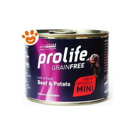 Prolife Dog Grainfree Sensitive Adult Mini Manzo e Patate  - Prolife Dog Grainfree Sensitive Adult Mini Manzo e Patate - Lattina Da 200 Gr