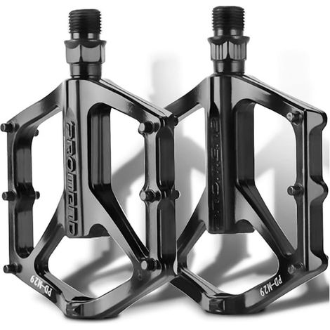Pedales de plataforma para bicicletas de montaña, aluminio, 9/16", color negro, juego [2 piezas]. (1/2)