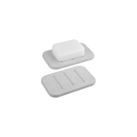 Set mit 2 Seifenschalen aus Diatomit, schnelltrocknend, Seifenhalter für Bad und Dusche, selbsttrocknender Seifenbehälter (Grau) (1/5)