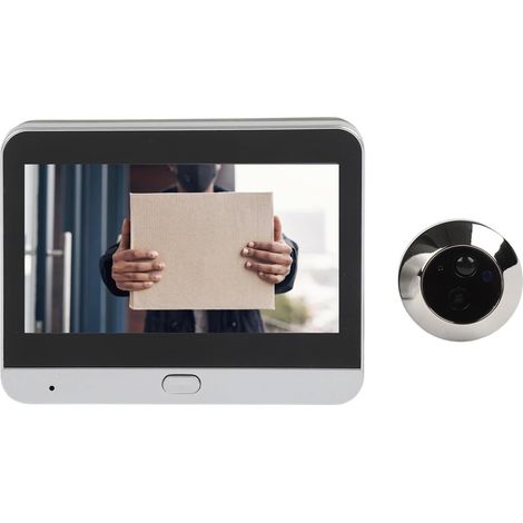 Sonnette visuelle intelligente-Caméra espion numérique sans fil avec caméra HD 1080P-Grand angle de 120 degrés-Écran couleur de 4,3 pouces (1/5)