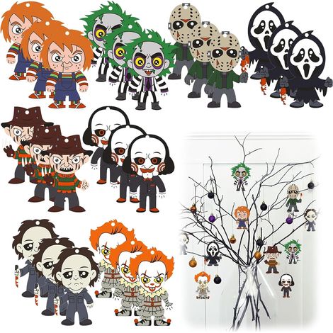 Halloween Pendentif Décoratif,24 Pièces Deco Halloween Interieur Halloween Decoration Exterieur Décorations d'arbre d'halloween Halloween Pendentif Décoratif pour Fenêtres,Portes,Arbres (1/5)