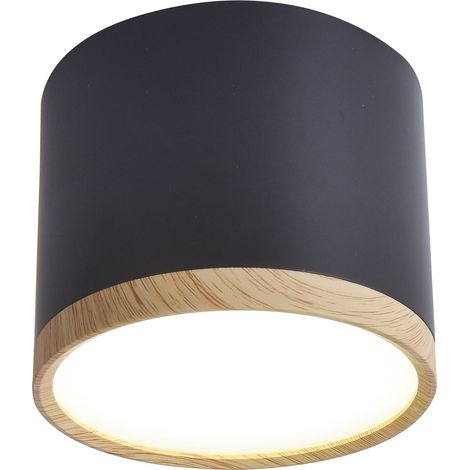Plafoniera Candellux TUBA LED 9W 4000K nero/legno Ø8,8cm (1/3)