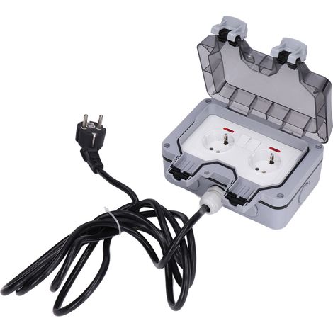 Prise double étanche extérieure IP66 - 2 Prises EU 16A 250V pour terrasse et jardin (1/5)