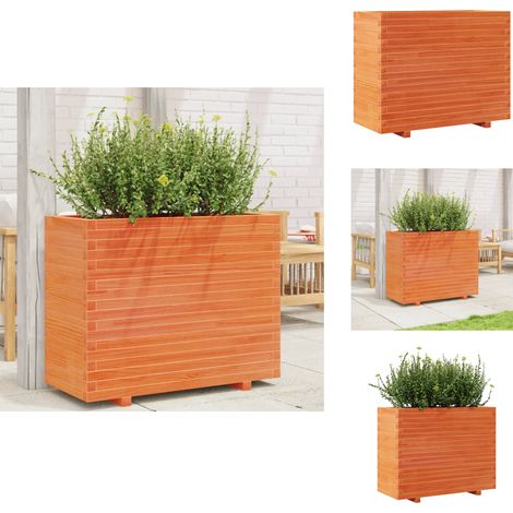 Pflanzkübel Wachsbraun 90x40x72 cm Massivholz Kiefer - Kiefernholzkübel - Holzpflanzetopf - Balkonpflanzenbehälter - Gartentöpfen - Pflanzentopfe (1/5)
