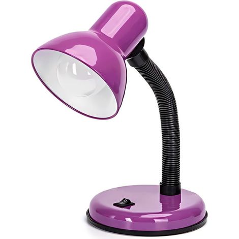 Abat-Jour Table Métal Violet Col Flexible - Douille E27 - Sans Ampoule - Déco Étude Bureau