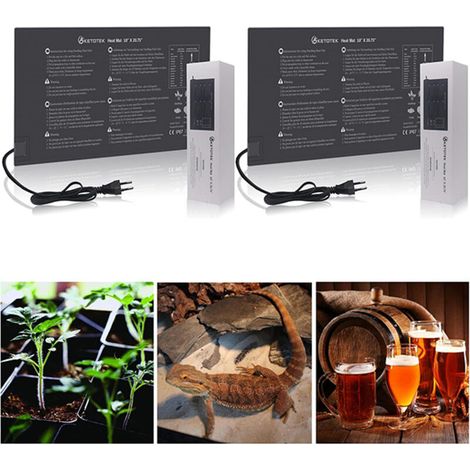 Set di 2 tappetini riscaldanti per orticoltura, 52,6x25,2 cm, impermeabili IP67, perfetti per piante e mini serre.