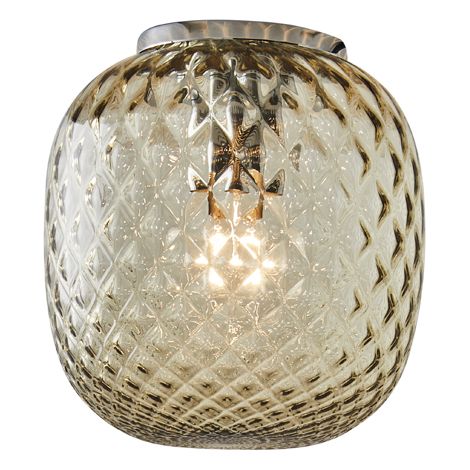 Plafonnier Oban Chromé Avec Verre Soufflé Balloton Effet Bronze - Plafonnier E27 75W - Groupe Rossini (1/5)