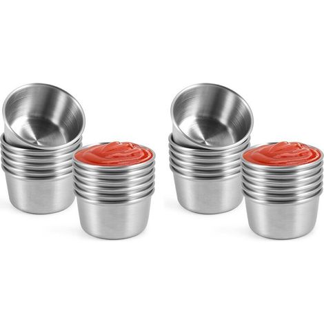 Saucenschälchen, Förmchen, Saucenbecher, Gewürzschälchen für Pudding, für Zuhause, Party, Restaurant (Silber, 24 Stück, 70 ml) (1/4)