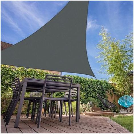 Dreieckiges Sonnensegel 280 g/m² – 3 x 3 x 3 m – Hohe Dichte, windbeständig – Mikroventiliertes Gewebe – Grau (1/2)