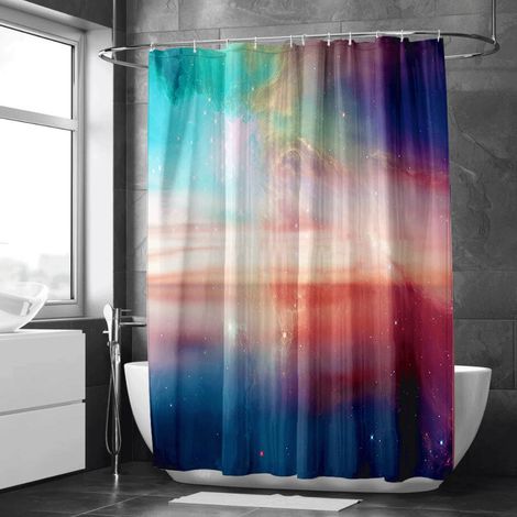 Rideau de douche nature montagneuse, style rustique, tissu imperméable, rideau douche - 90x180cm (1/5)