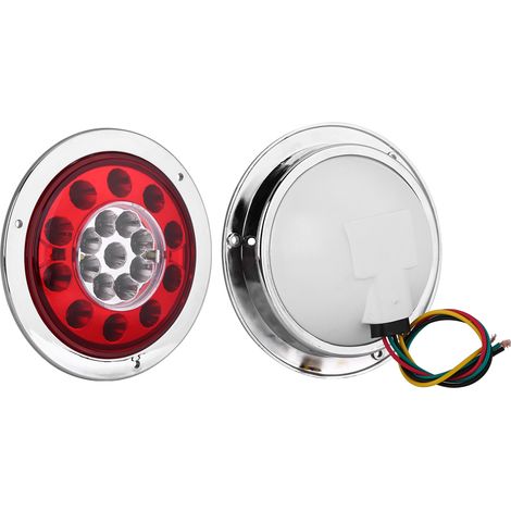 Lot de 2 Feux Arrière Ronde 4,3 Pouces 19 LED Camion Remorque Stop Clignotant Feu Chrome Double Couleur (1/5)