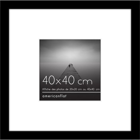Cadre Photo 40x40 cm Noir - Cadre Photo Carré 20x20 cm avec Passe-Partout - Bois MDF avec Plexi Poli - Suspension Murale (1/5)