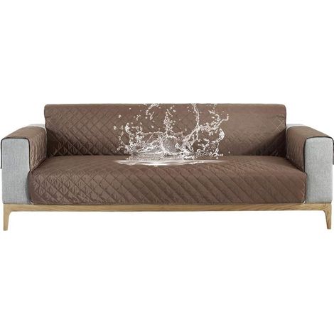 Housse de canapé imperméable à l'eau, housse de canapé antidérapante, protection contre les animaux de compagnie, chat, chien, housse de canapé, housse de canapé pour canapé (marron, 3 places) (1/5)