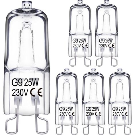 Ampoule halogène G9, 25W, 230V Ampoule halogène G9, Intensité Variable, 2800K Blanc Chaud, 330LM, Pour Four, Oven Micro-ondes (Lot de 6) [Classe énergétique G] (1/5)