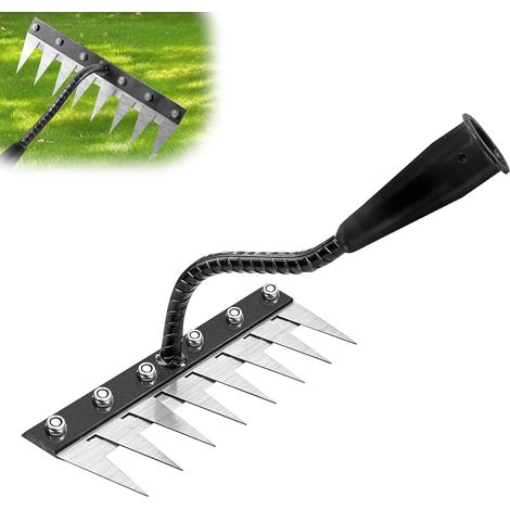 Rastrello per diserbo, rastrello da giardino in acciaio al carbonio a 8 denti, rastrello da giardino in acciaio al carbonio, rastrello in ferro, rastrello da giardino, per giardinaggio e diserbo, rast (1/5)