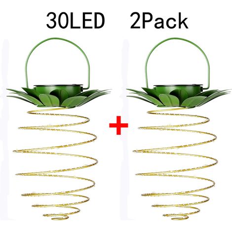 ZOLGINAH 2 unidades de 30 luces solares LED en forma de piña, luces colgantes impermeables para jardín, patio, porche, camino (1/4)