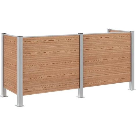 Clôture de poubelle marron, mesurant 237 x 85 x 115 cm, en aluminium et composite bois-plastique (WPC). (1/5)