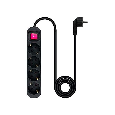 Multiprise de Protection avec 4 Prises, Interrupteur, Couleur Noire, Convient pour Plusieurs appareils électriques, câble