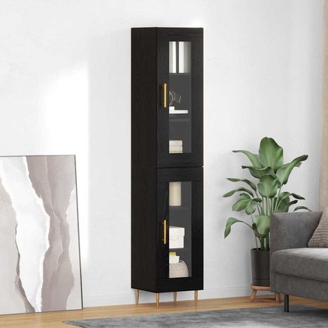 vidaXL  Highboard  2 pcs Black Oak Glass