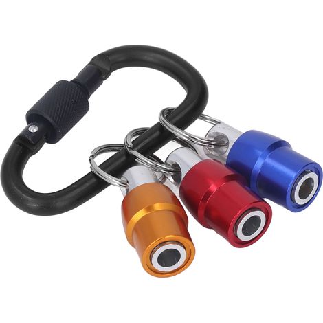 Porte-embout de tournevis à tige hexagonale 1/4 pouce avec porte-clés, rallonge et support magnétique. Compatible avec la plupart des tournevis et forets électriques portables. Mousqueton noir + douil (1/5)